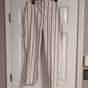 NWT- Chico's Tan and Cream Striped Trousers